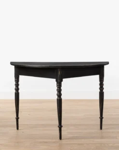 Vintage Painted Black Swedish Demi Lune Tables (Set Of 2)